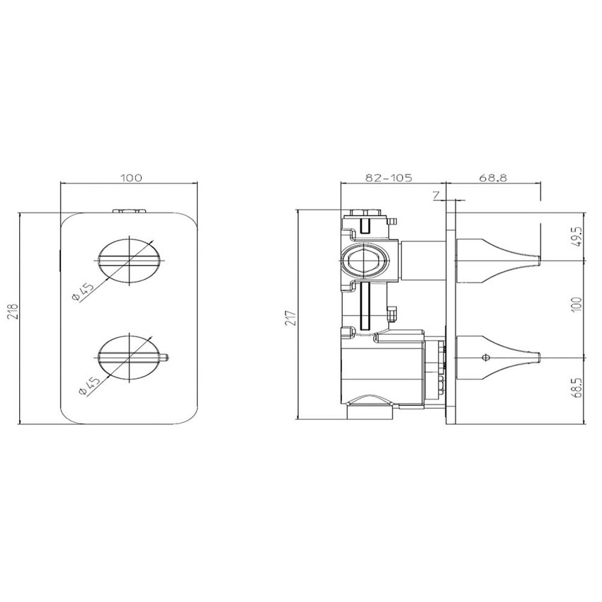 Immagine di Bossini APICE piastra intera per miscelatore termostatico alta portata 1 o 2 vie, installazione orizzontale o verticale, finitura cromo Z035202030