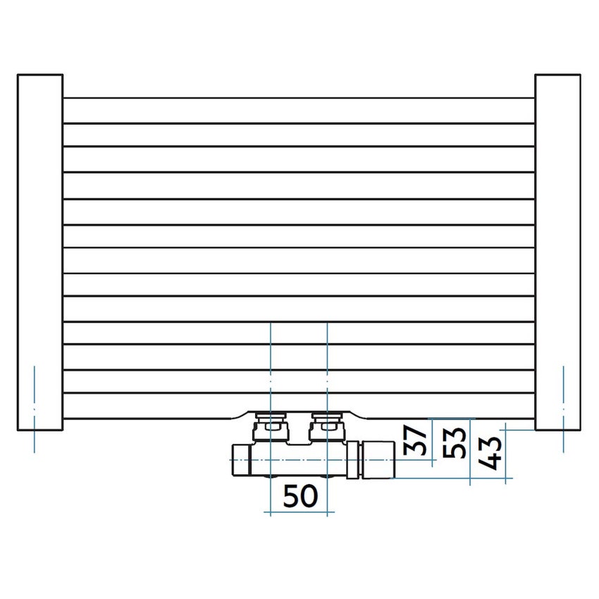 Immagine di Irsap ARES scaldasalviette, 22 tubi, 2 intervalli, H.111,8 L.58 P.3 cm, attacchi centrali 50 mm, colore bianco standard finitura lucido Cod.01 EIM058B01IR05NNN01
