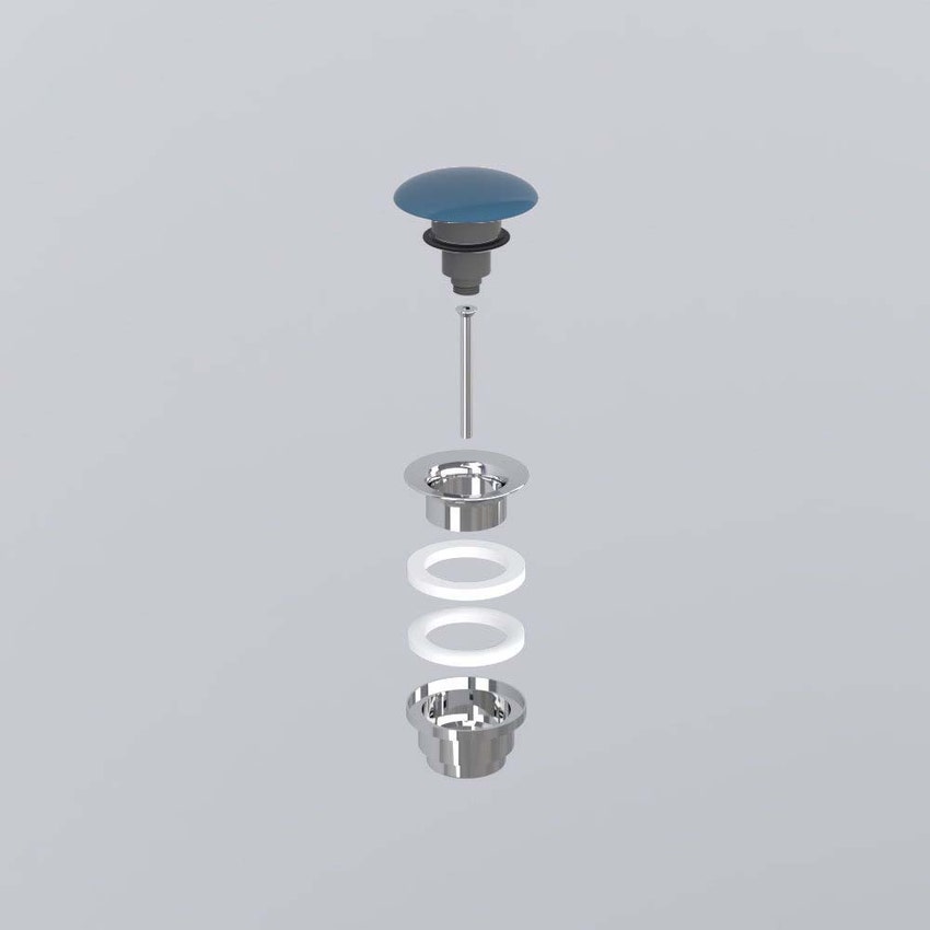 Immagine di Cielo Piletta universale click clack finitura cromo, con coperchio in ceramica colore oltremare finitura lucido PIL01OL