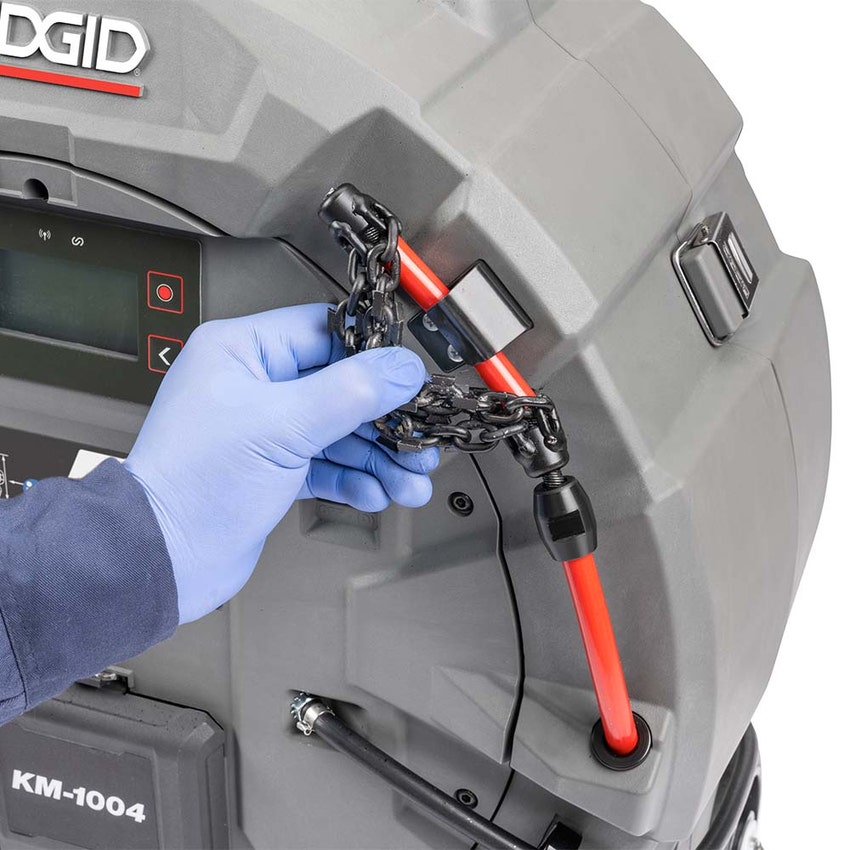Immagine di Ridgid FlexShaft KM-1004 Fresatrice senza kit per pulizia scarichi e fresatura per tubi da 1-1/4"-4" (32 - 100 mm), dotata di cavo DeadCore da 24 m da 8 mm 79723