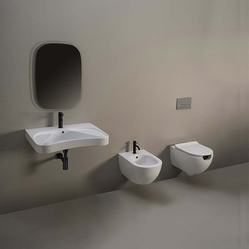 Immagine di Flaminia APPSOLUTION vaso sospeso, con sistema gosilent, con apertura frontale, senza sedile, colore bianco finitura lucido AP115S