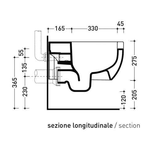 Immagine di Flaminia APPSOLUTION vaso sospeso, con sistema gosilent, con apertura frontale, senza sedile, colore bianco finitura lucido AP115S