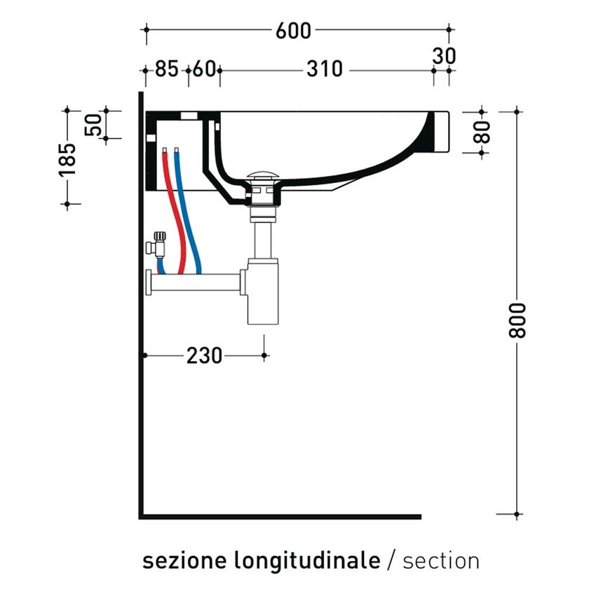 Immagine di Flaminia APPSOLUTION 105 lavabo L.71 P.60 cm sospeso, con piano rubinetteria, con troppopieno e monoforo, colore bianco finitura lucido APD70