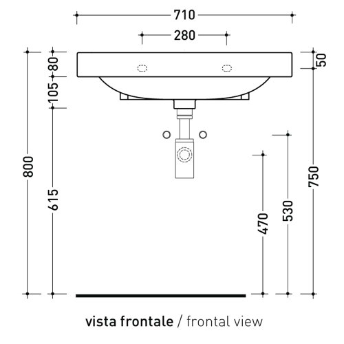 Immagine di Flaminia APPSOLUTION 105 lavabo L.71 P.60 cm sospeso, con piano rubinetteria, con troppopieno e monoforo, colore bianco finitura lucido APD70