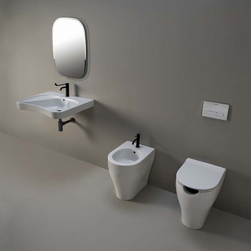 Immagine di Flaminia APPSOLUTION vaso back to wall, con sistema gosilent, con apertura frontale, senza sedile, colore bianco finitura lucido AP114S