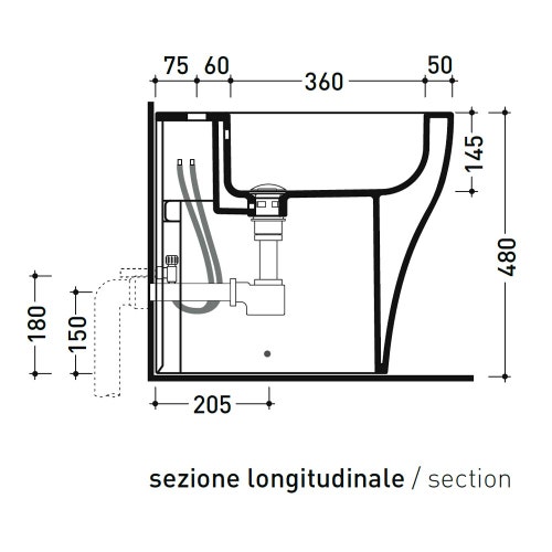 Immagine di Flaminia APPSOLUTION bidet back to wall monoforo, con troppopieno, colore bianco finitura lucido AP214