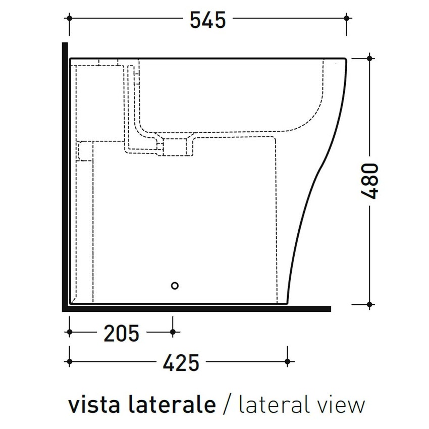 Immagine di Flaminia APPSOLUTION bidet back to wall monoforo, con troppopieno, colore bianco finitura lucido AP214