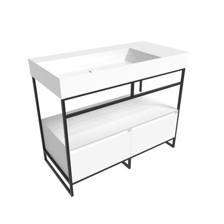 Immagine di Flaminia DENVER mobile sottolavabo L.103 cm in metallo, con 2 cassetti, per lavabo AppLight 10551, colore bianco finitura opaco DV105SLBK