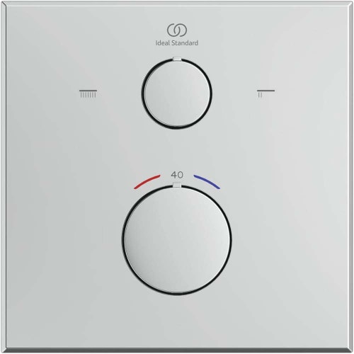 Immagine di Ideal Standard CERATHERM C100 miscelatore termostatico quadrato, per doccia/vasca, con deviatore, senza corpo incasso, finitura cromo A8588AA