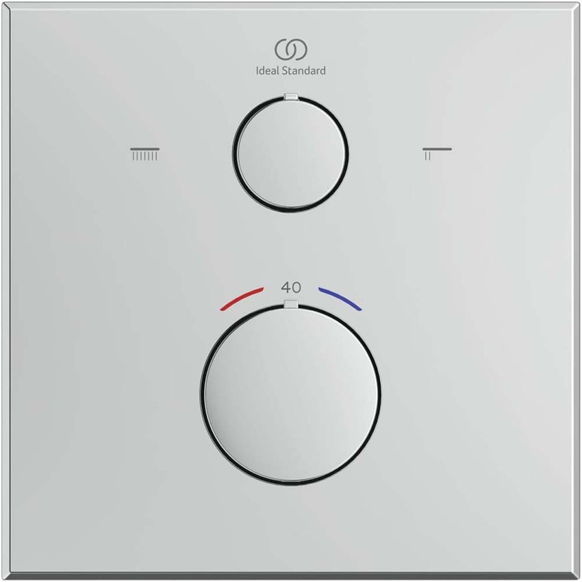 Immagine di Ideal Standard CERATHERM C100 miscelatore termostatico quadrato, per doccia/vasca, con deviatore, senza corpo incasso, finitura cromo A8588AA