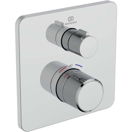 Immagine di Ideal Standard CERATHERM C25 miscelatore termostatico quadrato, per doccia, con deviatore, senza corpo incasso, finitura cromo A8586AA