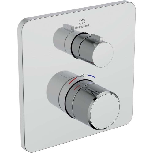 Immagine di Ideal Standard CERATHERM C25 miscelatore termostatico quadrato, per doccia, con deviatore, senza corpo incasso, finitura cromo A8586AA