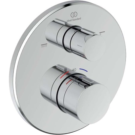 Immagine di Ideal Standard CERATHERM T100 miscelatore termostatico rotondo, per doccia/vasca, con deviatore, senza corpo incasso, finitura cromo A8584AA