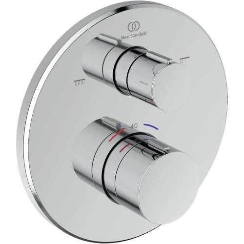 Immagine di Ideal Standard CERATHERM T100 miscelatore termostatico rotondo, per doccia/vasca, con deviatore, senza corpo incasso, finitura cromo A8584AA