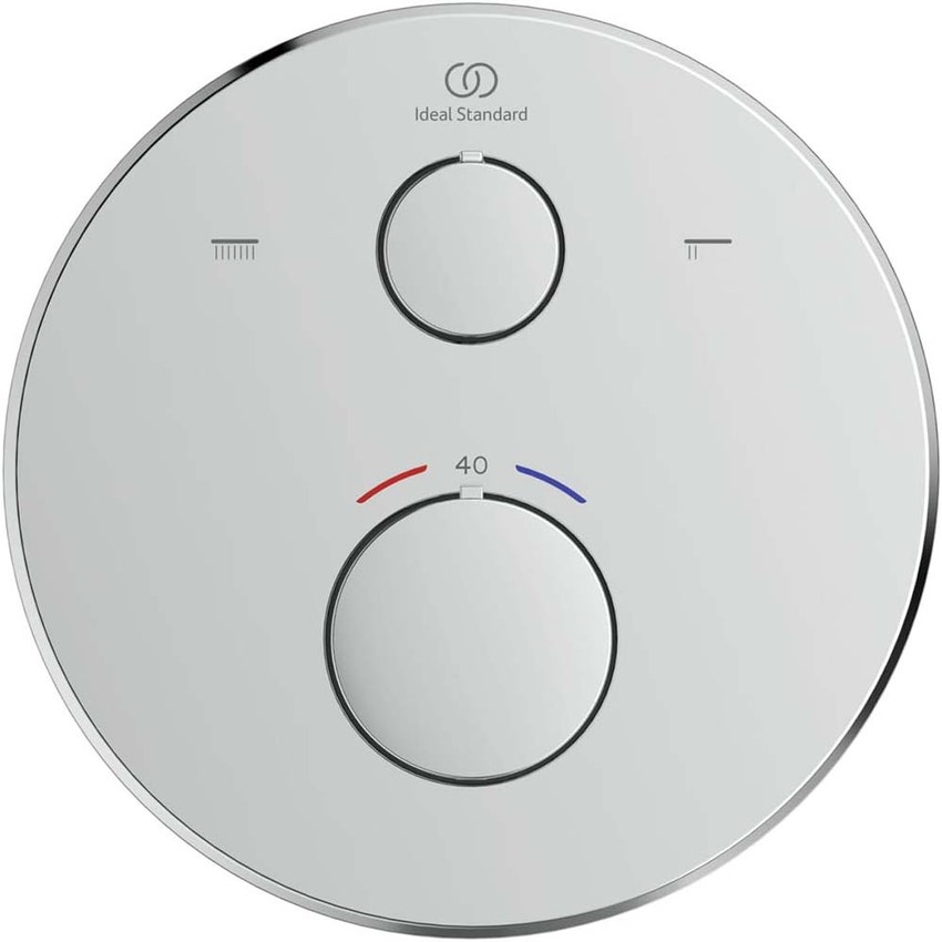 Immagine di Ideal Standard CERATHERM T100 miscelatore termostatico rotondo, per doccia/vasca, con deviatore, senza corpo incasso, finitura cromo A8584AA