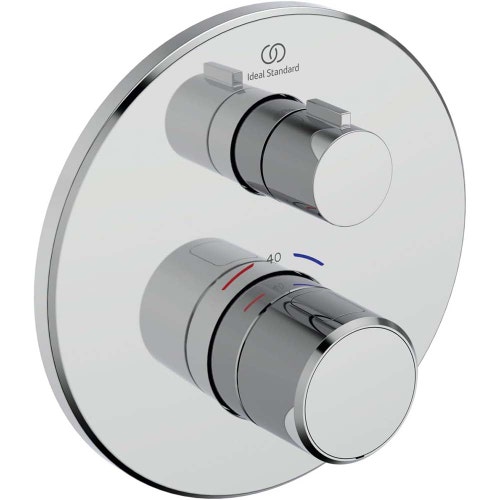 Immagine di Ideal Standard CERATHERM T25 miscelatore termostatico rotondo, per doccia, con deviatore, senza corpo incasso, finitura cromo A8582AA