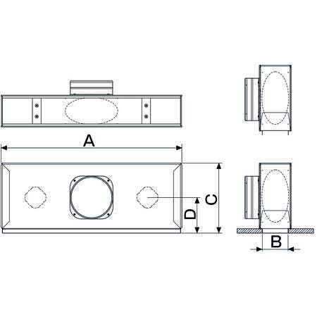 Immagine di Tecnosystemi Plenum isolato ribassato L 100 cm con attacco superiore e ingresso posteriore per diffusore lineare 2 feritoie PWD402591