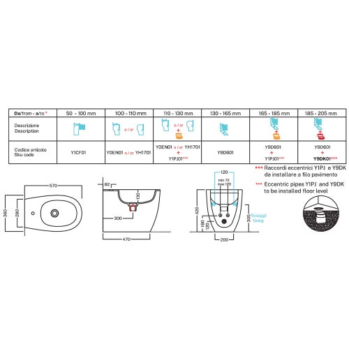Immagine di Hatria LUMINA bidet a terra, con troppo-pieno integrato, colore bianco finitura lucido 00Y9FF01
