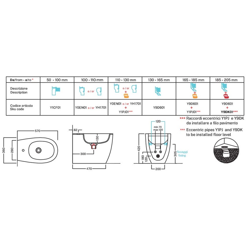 Immagine di Hatria LUMINA bidet a terra, con troppo-pieno integrato, colore bianco finitura lucido 00Y9FF01