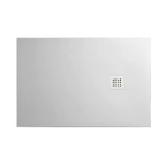 Immagine di Hatria PETRA H3 piatto doccia rettangolare in ceramica levigato 100 x 70 cm, con piletta Geberit e griglia inox, colore bianco PL10007000100