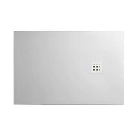 Immagine di Hatria PETRA H3 piatto doccia rettangolare in ceramica levigato 100 x 70 cm, con piletta Geberit e griglia inox, colore bianco PL10007000100