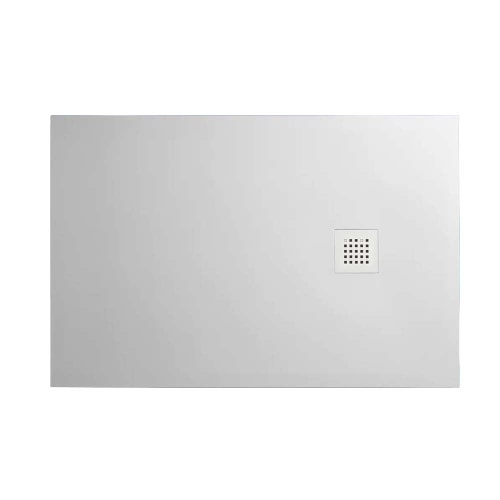 Immagine di Hatria PETRA H3 piatto doccia rettangolare in ceramica levigato 100 x 70 cm, con piletta Geberit e griglia inox, colore bianco PL10007000100