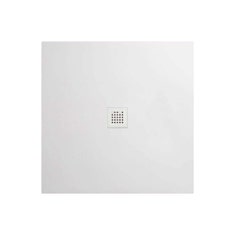 Immagine di Hatria PETRA H3 piatto doccia quadrato in ceramica levigato 80 x 80 cm, con piletta Geberit e griglia inox, colore bianco PL08008000100