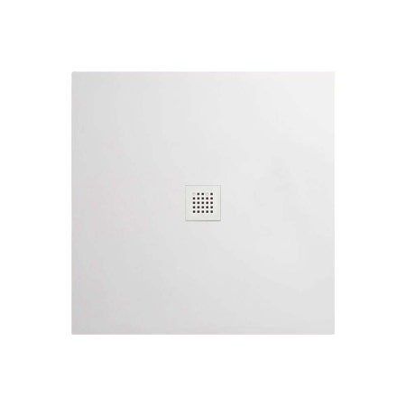 Immagine di Hatria PETRA H3 piatto doccia quadrato in ceramica levigato 80 x 80 cm, con piletta Geberit e griglia inox, colore bianco PL08008000100