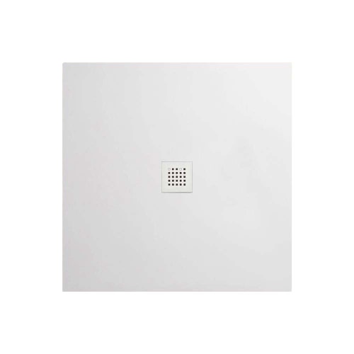 Immagine di Hatria PETRA H3 piatto doccia quadrato in ceramica levigato 80 x 80 cm, con piletta Geberit e griglia inox, colore bianco PL08008000100