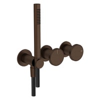 Immagine di Gessi ORIGINI miscelatore doccia a parete, a due vie, con doccetta, senza corpo incasso, finitura dark bronze 66036#845