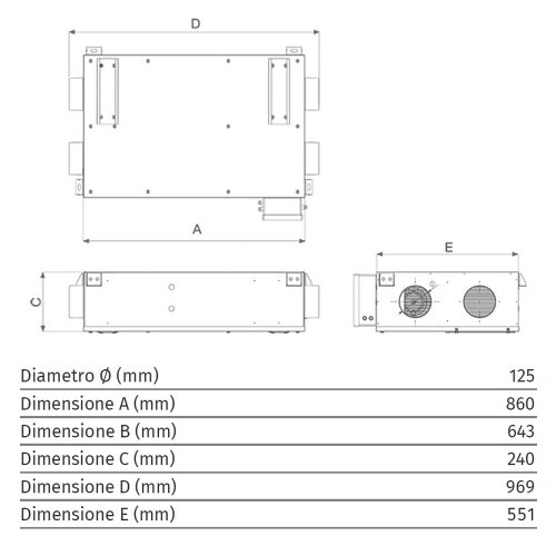 Immagine di Vortice VORT HRI 200 FLAT recuperatore di calore centralizzato da controsoffitto 210 m³/h 11281