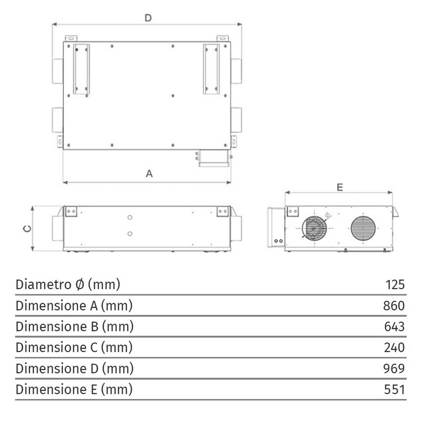 Immagine di Vortice VORT HRI 200 FLAT recuperatore di calore centralizzato da controsoffitto 210 m³/h 11281