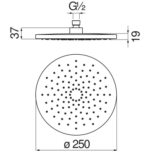 Immagine di Nobili Soffione rotondo da Ø 25 cm. in ABS, a snodo, finitura cromo AD139/143CR