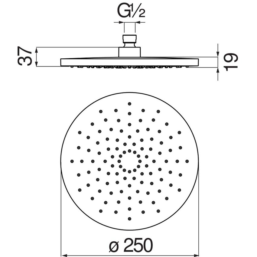 Immagine di Nobili Soffione rotondo da Ø 25 cm. in ABS, a snodo, finitura cromo AD139/143CR