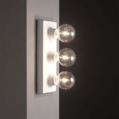 Immagine di Flaminia MAKE-UP portalampada da parete o soffitto in ceramica a 3 luci, colore bianco finitura lucido MKLP