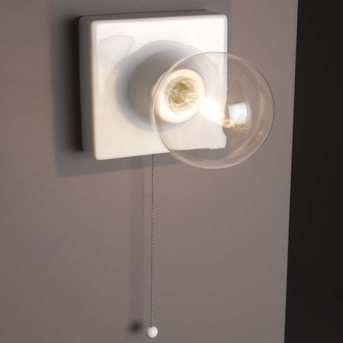 Immagine di Flaminia MAKE-UP portalampada da parete in ceramica a 1 luce, colore bianco finitura lucido MKL17