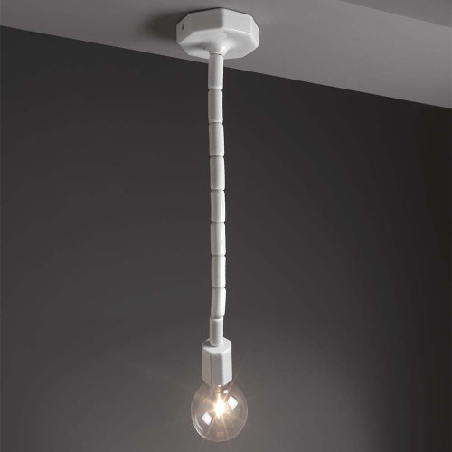 Immagine di Flaminia MAKE-UP portalampada a sospensione in ceramica H 80 cm, colore bianco finitura lucido MKL80