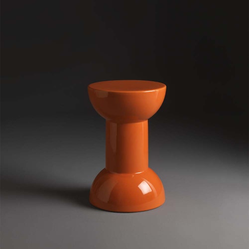 Immagine di Flaminia ROCCHETTO sgabello/tavolino in ceramica Ø 30 cm, colore arancione finitura lucido RCTARA