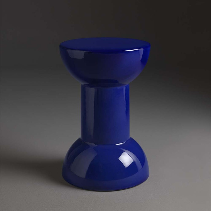 Immagine di Flaminia ROCCHETTO sgabello/tavolino in ceramica Ø 30 cm, colore blu finitura lucido RCT