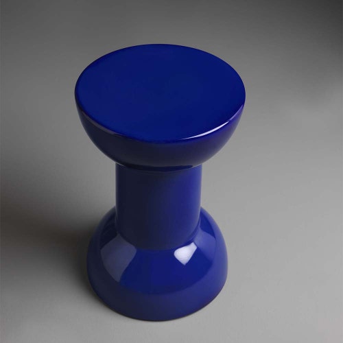 Immagine di Flaminia ROCCHETTO sgabello/tavolino in ceramica Ø 30 cm, colore blu finitura lucido RCT