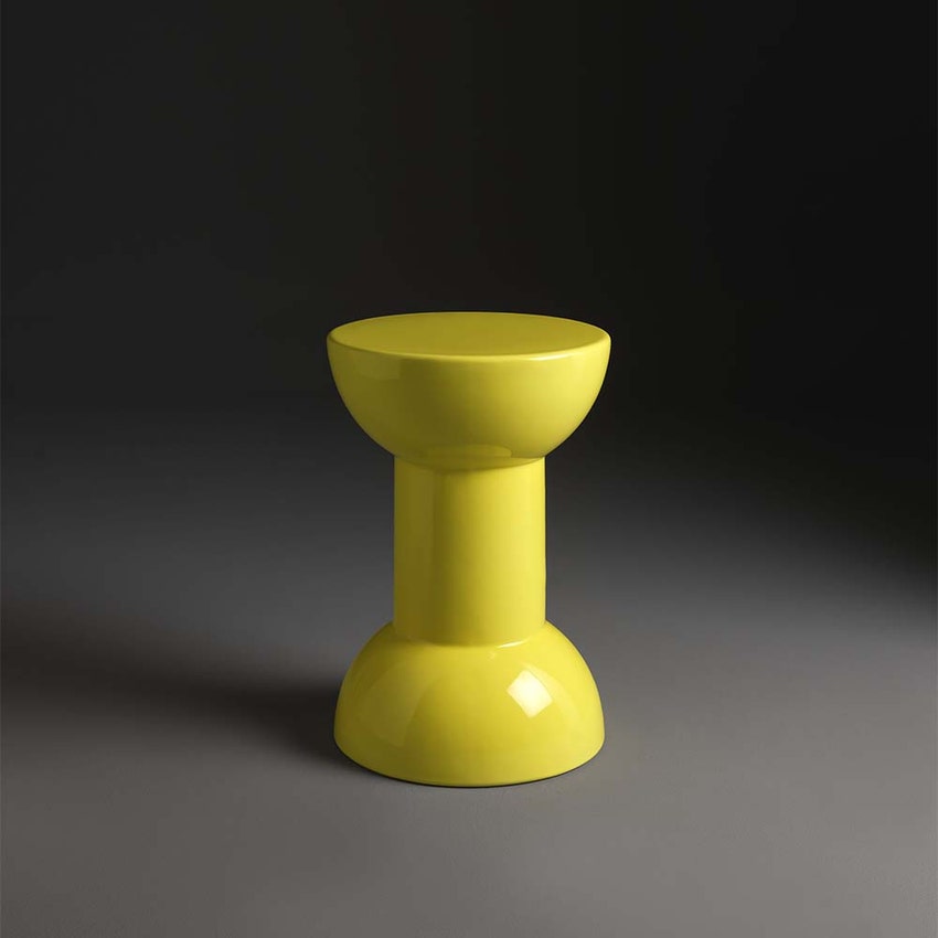 Immagine di Flaminia ROCCHETTO sgabello/tavolino in ceramica Ø 30 cm, colore giallo finitura lucido RCTGIA