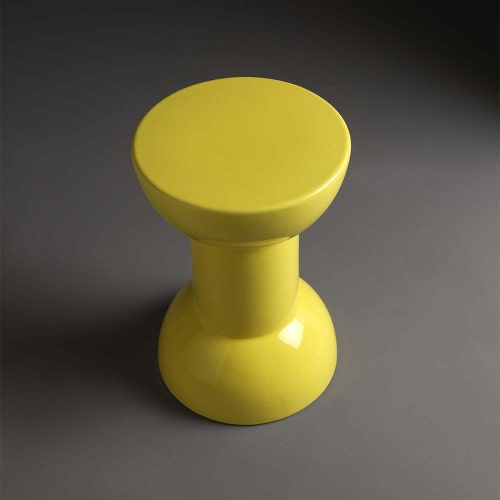 Immagine di Flaminia ROCCHETTO sgabello/tavolino in ceramica Ø 30 cm, colore giallo finitura lucido RCTGIA