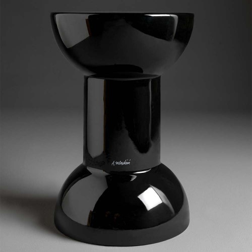 Immagine di Flaminia ROCCHETTO sgabello/tavolino in ceramica Ø 30 cm, colore nero finitura lucido RCTNER