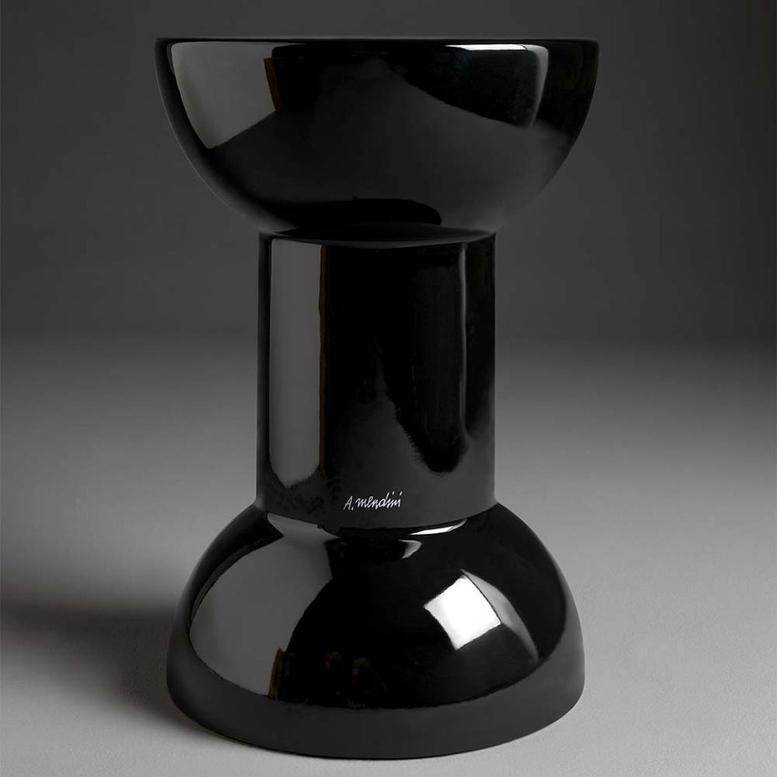 Immagine di Flaminia ROCCHETTO sgabello/tavolino in ceramica Ø 30 cm, colore nero finitura lucido RCTNER