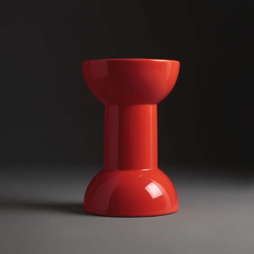 Immagine di Flaminia ROCCHETTO sgabello/tavolino in ceramica Ø 30 cm, colore rosso finitura lucido RCTRSS