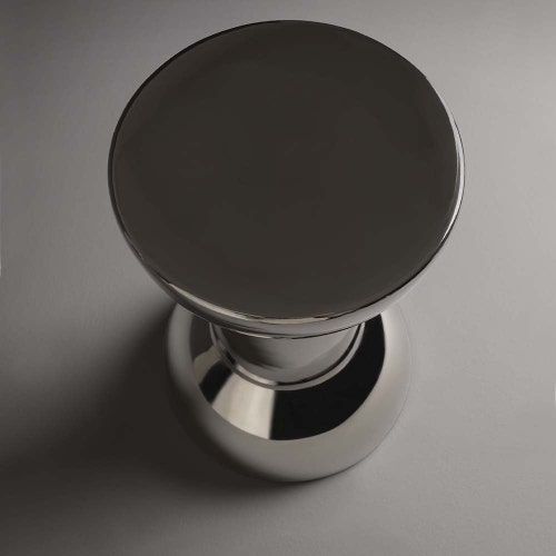 Immagine di Flaminia ROCCHETTO sgabello/tavolino in ceramica Ø 30 cm, finitura metal platino RCTPLA