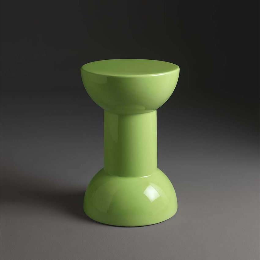 Immagine di Flaminia ROCCHETTO sgabello/tavolino in ceramica Ø 30 cm, colore verde finitura lucido RCTVER