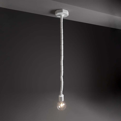 Immagine di Flaminia MAKE-UP portalampada a sospensione in ceramica H 120 cm, colore bianco finitura lucido MKL120