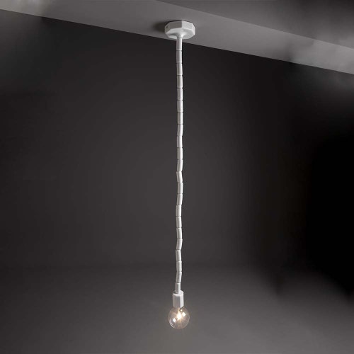 Immagine di Flaminia MAKE-UP portalampada a sospensione in ceramica H 160 cm, colore bianco finitura lucido MKL160