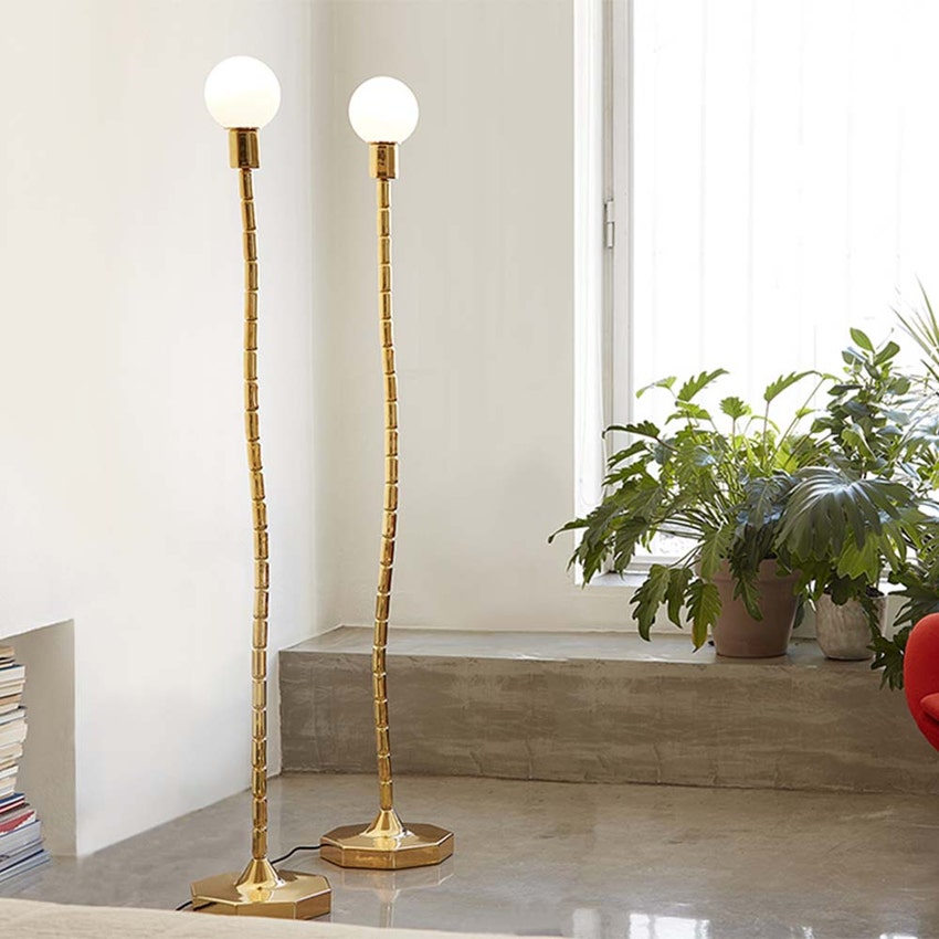 Immagine di Flaminia MAKE-UP portalampada da terra in ceramica H 180 cm, colore bianco finitura lucido MKLT180